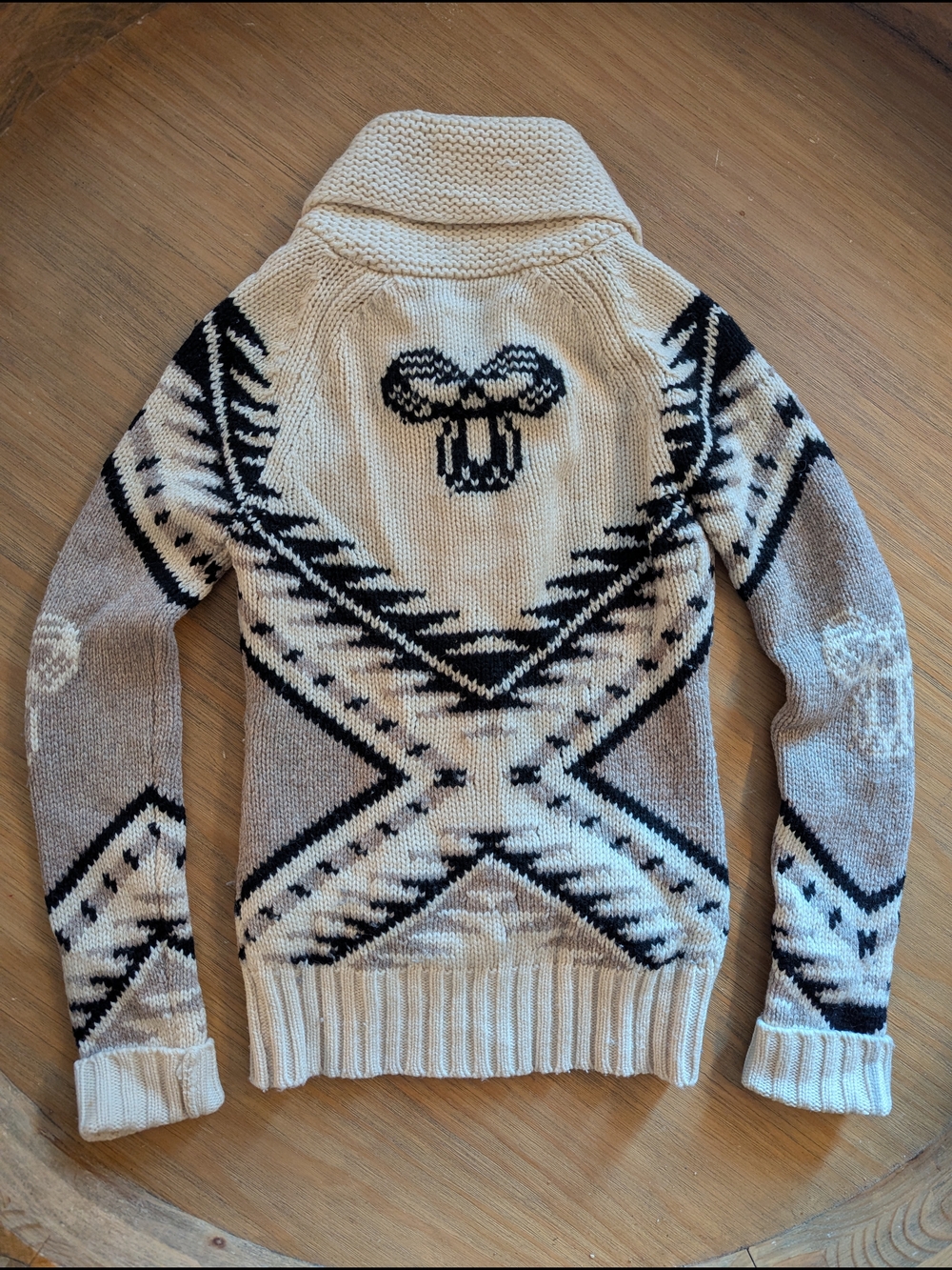 TNA Cream & Black Zip-Up Shawl Collar Sweater Cardigan - Picture 2 of 2